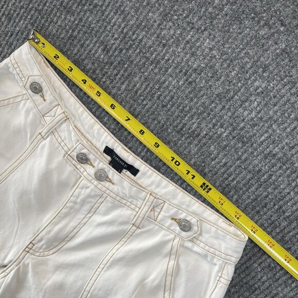 Forever 21 Cargo Junior Size Large Cinched Mid Rise Jogger Pants White NEW - Picture 9 of 11